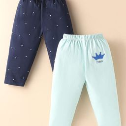 Ben Benny Interlock Knit Full Length HeartPrinted Lounge Pants Pack of 2 - Navy Blue & Sea Green-image-53