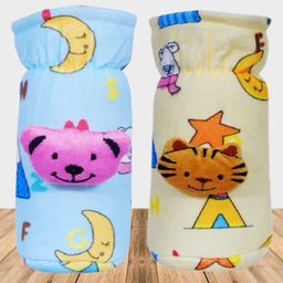 The Cheeky Kidzz Stretchable Soft Velvet Plush Attractive Prints Baby Feeding Bottle Covers Suitable for 150ml 220ml 240ml 250ml(Pack of 2)-image-72