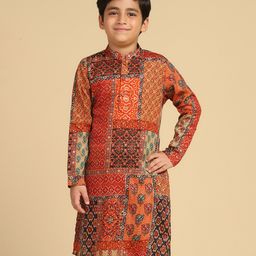 KISAH Cotton Blend Full Sleeves Abstract Printed Kurta - Multi Colour-picture-20