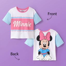 Pine Kids Disney Single Jersey Knit Half Sleeve T-Shirt With Minnie Mouse Family Front And Back Graphic - White & Light Blue-image-59