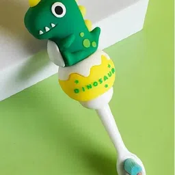 Comercio Cute Dino Design Cute and Soft Tooth Brush - Yellow & Green-picture-5