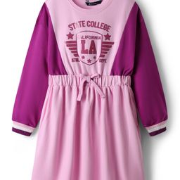 Pine Kids Cotton Knit Full Sleeves Color Black Winter Frock with State College California Text Print - Pink & Maroon-image-19