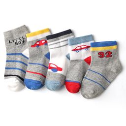 Cute Walk by Babyhug Knit Ankle Length Anti-bacterial Sock with Vehicle Design Pack of 5 - Multicolor-image-99