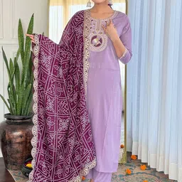 Siya Fashion Floral Yoke Design Thread Work Straight Kurta With Trousers & Dupatta-picture-16