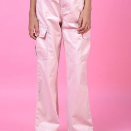 Crimsoune Club Girls Baggy Mid-Rise Stretchable Cargo Styles Jeans-image-9