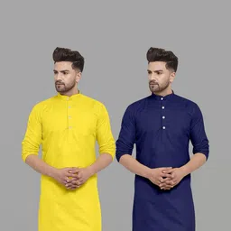 VS MALL Men Navy Blue Kurtas-picture-8