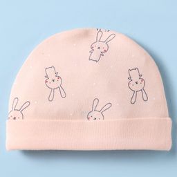 Simply Interlock Knit Cap, Mitten & Booties with Bunny Print Peach - Diameter 11 cm image 3