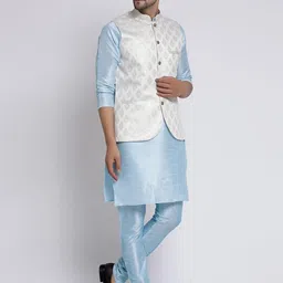 TS LIFESTYLE Men Floral Regular Dupion Silk Kurta with Churidar-image-52