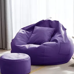 AARIJ MART 3-Pcs Purple Bean Bag With Footrest & Cushion-picture-16