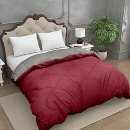 BED-SHEET.COM Grey & Maroon Microfiber Mild Winter 300 GSM Double Bed Comforter-image-17