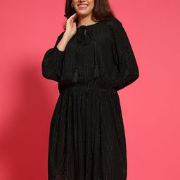 Oxolloxo Women Striped Fit & Flare Knee Length Dress-image-55
