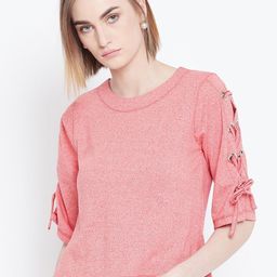 Belle Fille Women Coral Red Solid Top-picture-30
