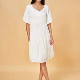 Honey by Pantaloons White Printed A-Line Dress-image-51