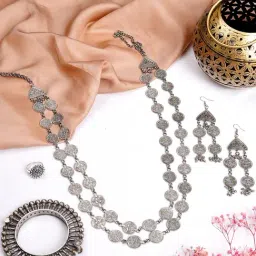 Teejh Pitara Collection Kaushiki Oxidized Jewellery Set-image-21