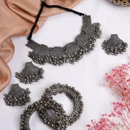 Teejh Pitara Collection Manisha Oxidized Jewellery Set-image-42