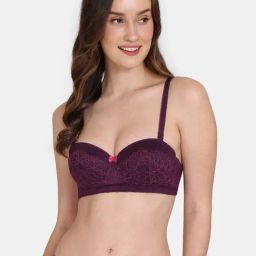 Zivame Purple Lace Half Coverage Balconette Bra-image-7