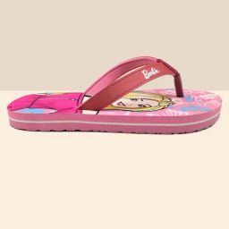 Kidsville Barbie Printed Pink Flip Flops-image-76