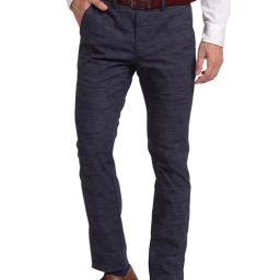 Park Avenue Dark Blue Super Slim Fit Flat Front Trousers-image-78