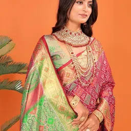 AKSH FASHION Red Silk Blend Sarees-picture-40