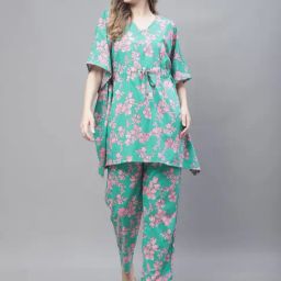 TAG 7 Green Printed Kaftan Top With Pant Set-picture-17