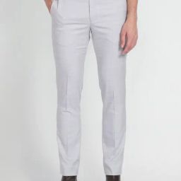 Arrow Grey Regular Fit Self Pattern Trousers-picture-14
