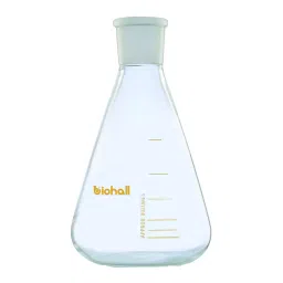 Biohall 200 ml Thick Wall Borosilicate Glass 3.3 Conical Flask with Joint, BLS.EGN.14 (Pack of 10)-34
