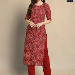 Moda Rapido Women Bandhani Printed Regular Kurta with Trousers-picture-14