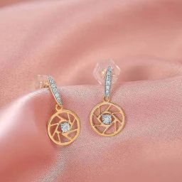 Mia By Tanishq 14K Yellow And White Gold Geometric Evil Eye Dangler Earrings for Women-image-28