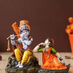 eCraftIndia Multicolor Resin Radha Krishna Playing Flute Showpiece-7