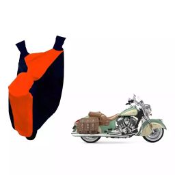 Auto Pearl Waterproof Two Wheeler Cover For Indian Chief Vintage (Orange & Blue)-image-55
