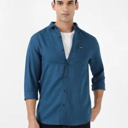 Wrangler Teal Blue Regular Fit Shirt-picture-9