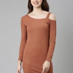 SHOWOFF Rust Embellished Bodycon Dress-picture-6