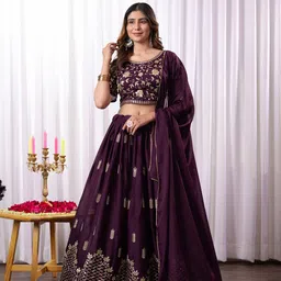 PAYAL CREATION Embroidered Ready to Wear Lehenga & Semi-Stitched Blouse With Dupatta-picture-4