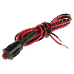 RS PRO Red Panel Mount Indicator 12V DC, Mounting Hole Size 8 mm, Termination Type Lead Wires, Model No 206457-14