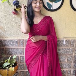 Mitera Striped Embellished Saree-image-4