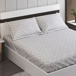 Home Centre Off White & Black 200 TC Bedsheet with 2 Pillow Covers-image-18