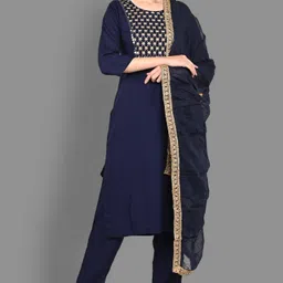 Moda Rapido Floral Yoke Design Mirror Work Straight Kurta With Trousers And Dupatta-image-47