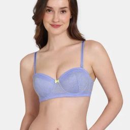 Zivame Blue Lace Half Coverage Balconette Bra-image-61
