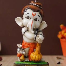 eCraftIndia Multicolor Resin Standing Lord Ganesha Idol & Mouse With Gada-19