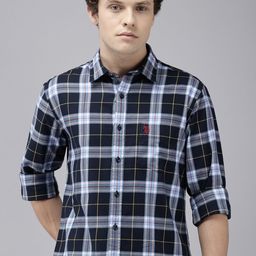 U.S. Polo Assn. Tailored Fit Checked Pure Cotton Casual Shirt-image-93