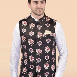 PRINTINDIA Men Printed Mandarin Collar Nehru Jacket-32