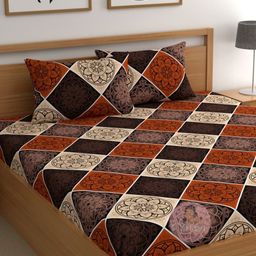 CHHAVI INDIA Red & Brown Printed Microfiber 210 TC Queen Bedsheet Set-1.83 m x 1.98 m-image-100