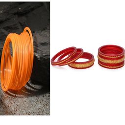 SOMIL Set Of 18 Orange Alloy Artificial Stones and Beads Antique Bangles-image-89