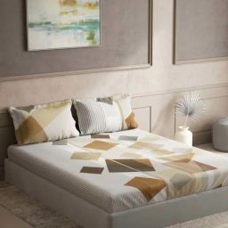 DDecor Geometric Brown 136 TC Cotton King Bedsheet with 2 Pillow Covers-image-81