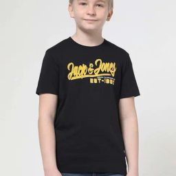 Jack & Jones Junior Jet Black Cotton Printed T-Shirt-image-59