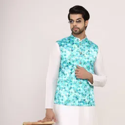 Sadree Men Printed Nehru Jacket image 3
