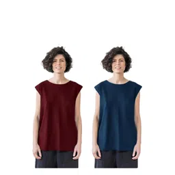 NOTWILD Women Pack Of 2 Solid Round Neck Cotton T-shirts-picture-45