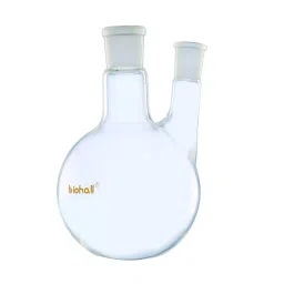 Biohall 2000 ml Clear Two Parallel Neck Round Bottom Flask, BLS.1210.13 (Pack of 2) image 1