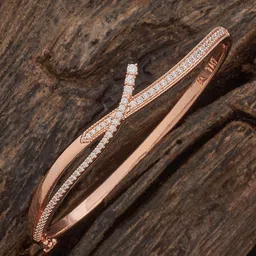 Kushal's Fashion Jewellery White Rose Gold-Plated Party Zircon Kada Bangle-39