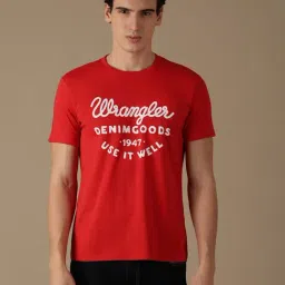 Wrangler Red Regular Fit Logo Print Crew T-Shirt-picture-26